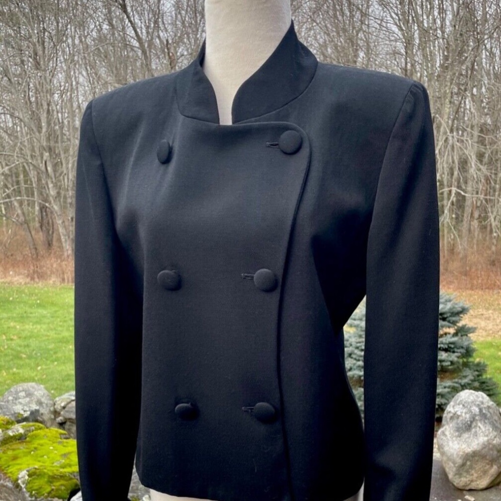 Vintage Christian Dior Wool Double Breasted Suit Jacket/Blazer Black